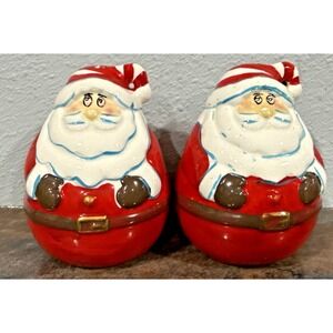 Vintage Roly Poly Santa Salt & Pepper Shakers Taiwan Ceramic 3"